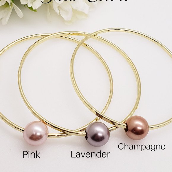 Hammered Pearl Shell Bracelets - Picture 2 of 5